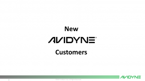 New Avidyne Customers