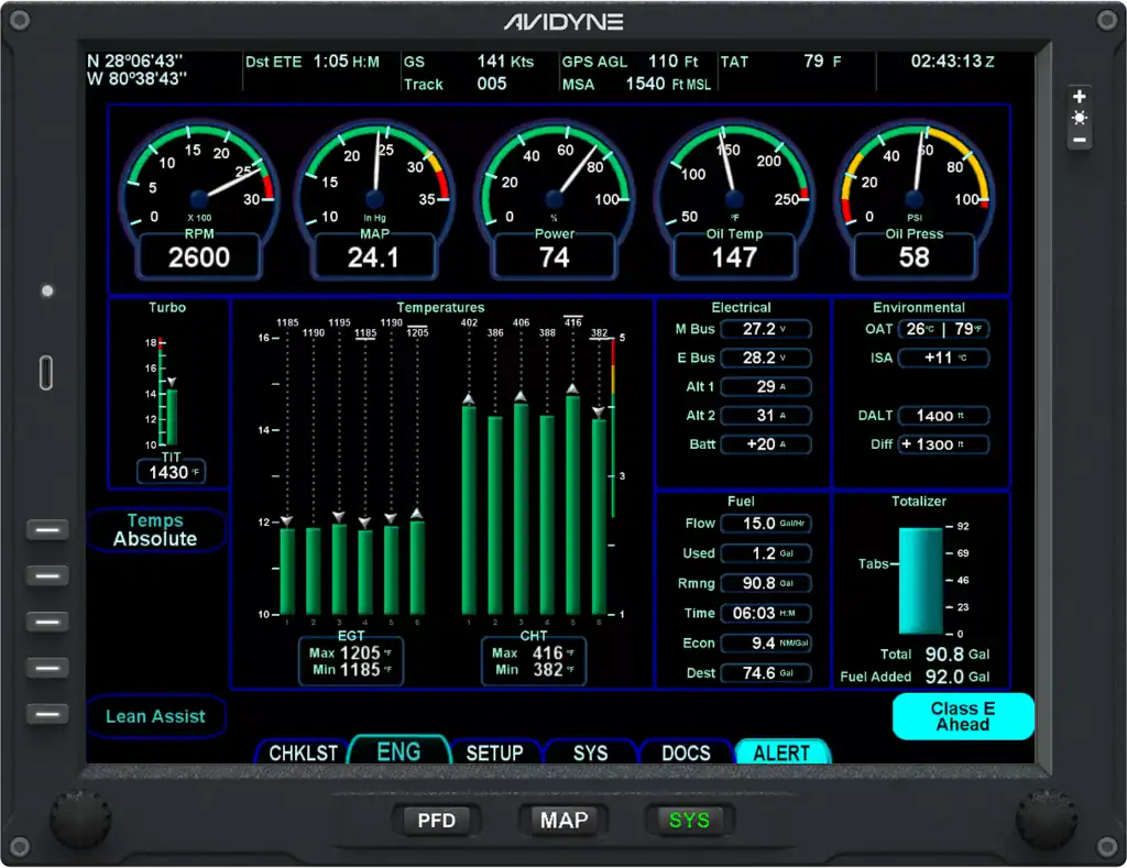 Vantage MFD Engine Page