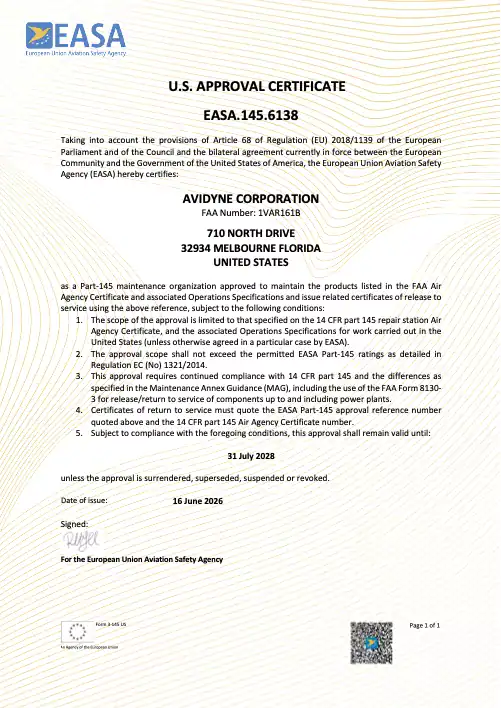 EASA Certificate